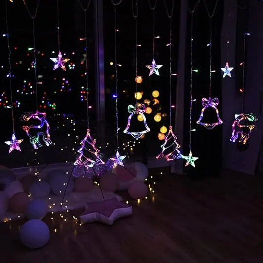 The Purple Tree LED Christmas Star Deer Hanging Curtain plastic LED Lights (2.5 meters Pack of 1) everydayyfinds