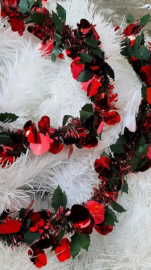 0Forty Wings 1 Pcs Artifficial Red Apple Green Leafs HeavyTinsel Christmas Strings everydayyfinds