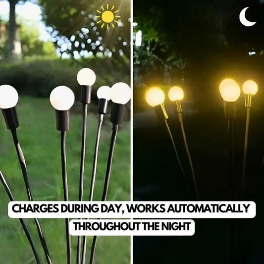 Hardoll Solar Powered Garden Decor 6 LED Firefly Lamp for Home Garden Waterproof Decoration (Warm White-Pack of 2) everydayyfinds