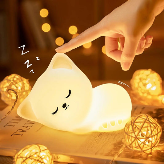 Adorable Silicone LED Night Cat Lamp SourceInfi